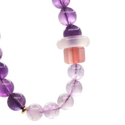 Amethyst with Yan Yuan Agate Cube Design Bracelet