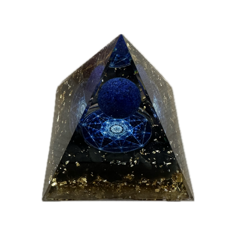 5cm Orgone Pyramid with Lapis Lazuli & Obsidian