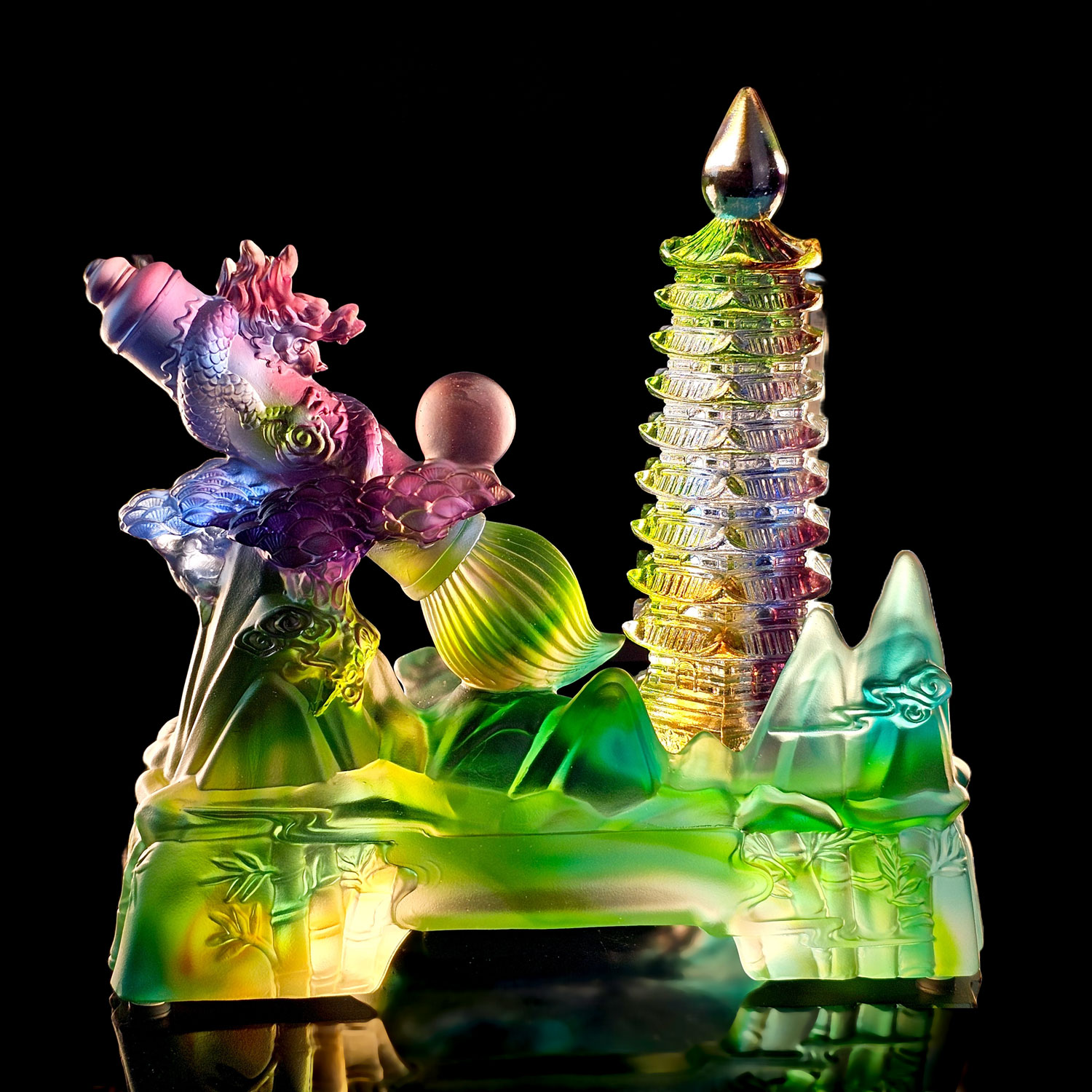 Colour Liu Li Pagoda With Pen | ICRYSTAL