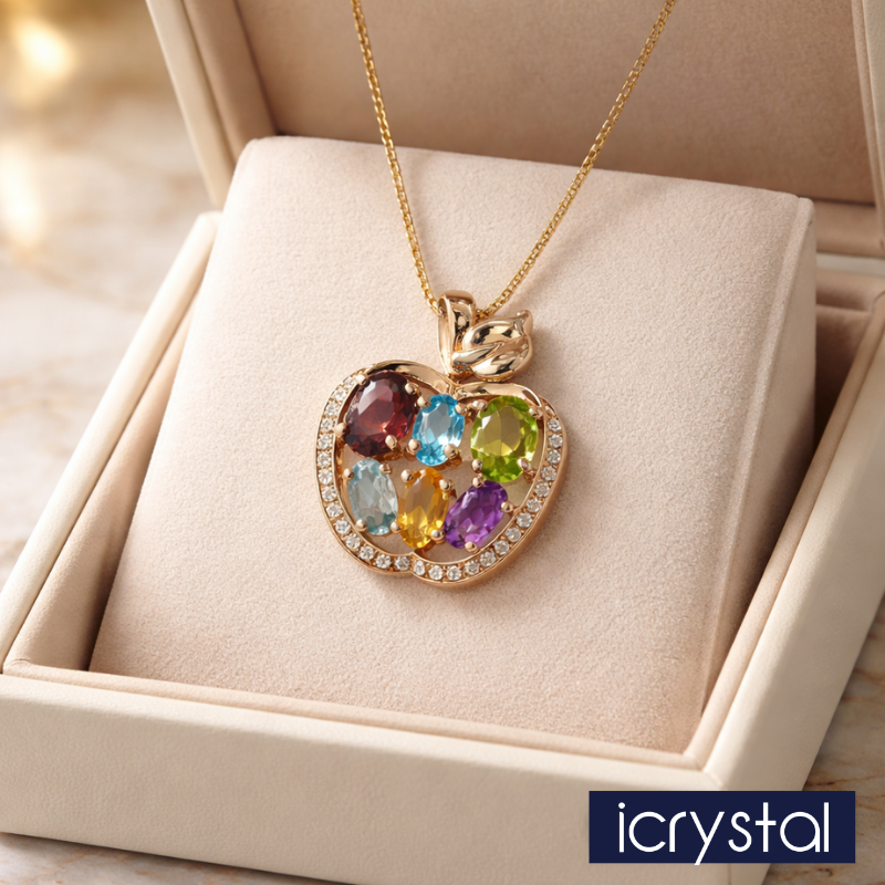 High Grade Mix Crystal Apple Pendant