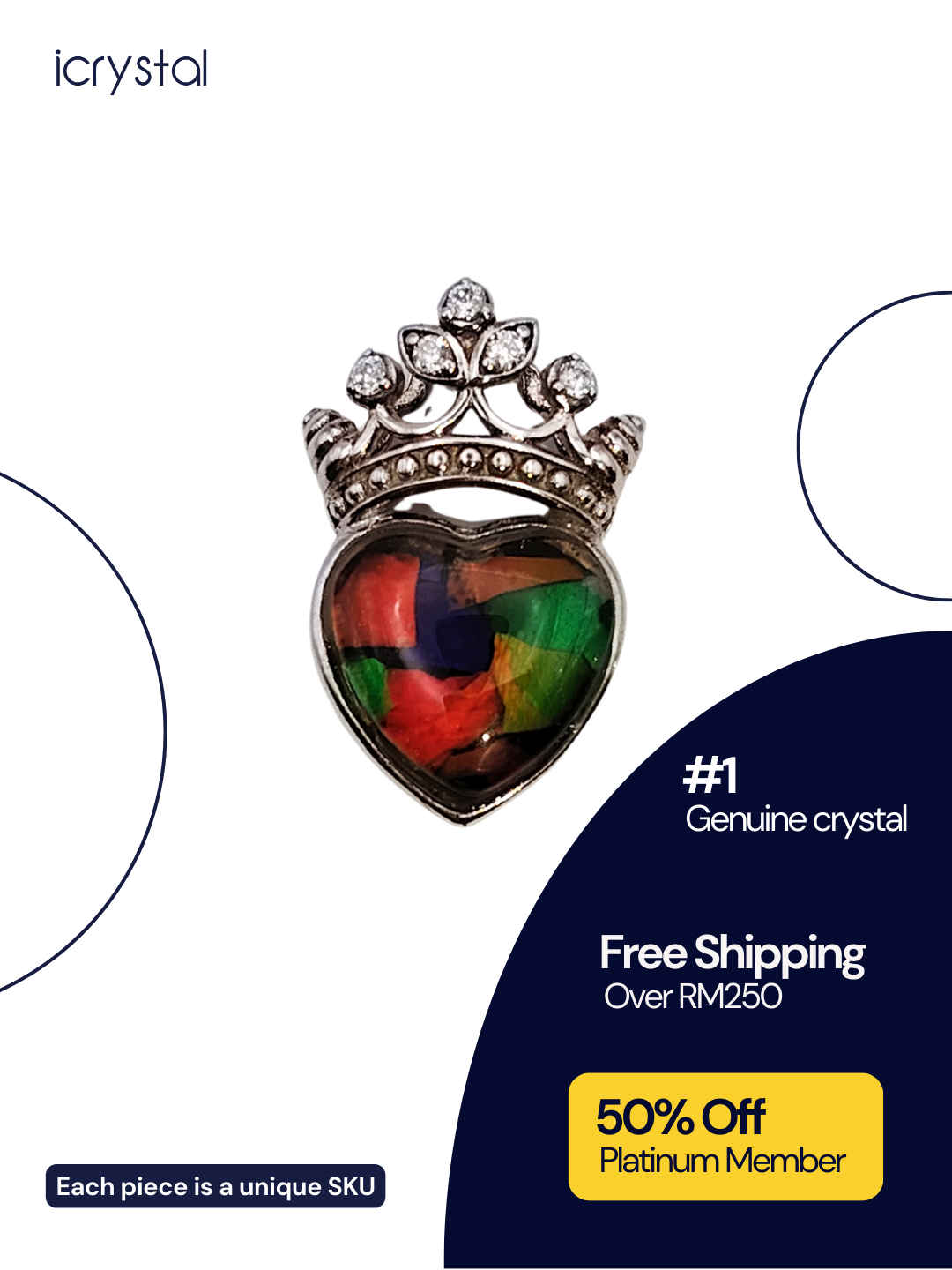 Canada Ammolite Crown Stitching Pendant 