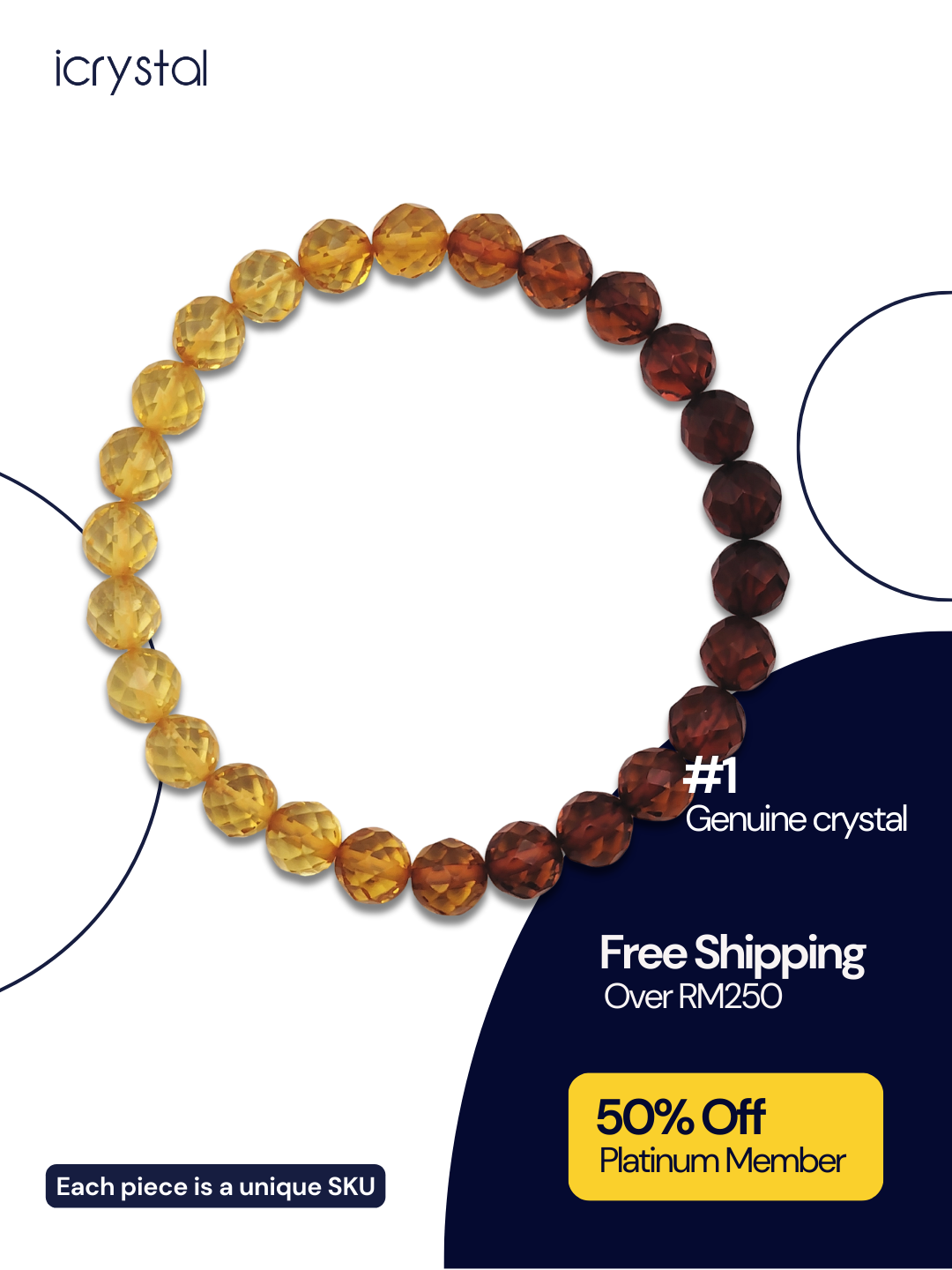 Gradient Amber Cutting Bracelet