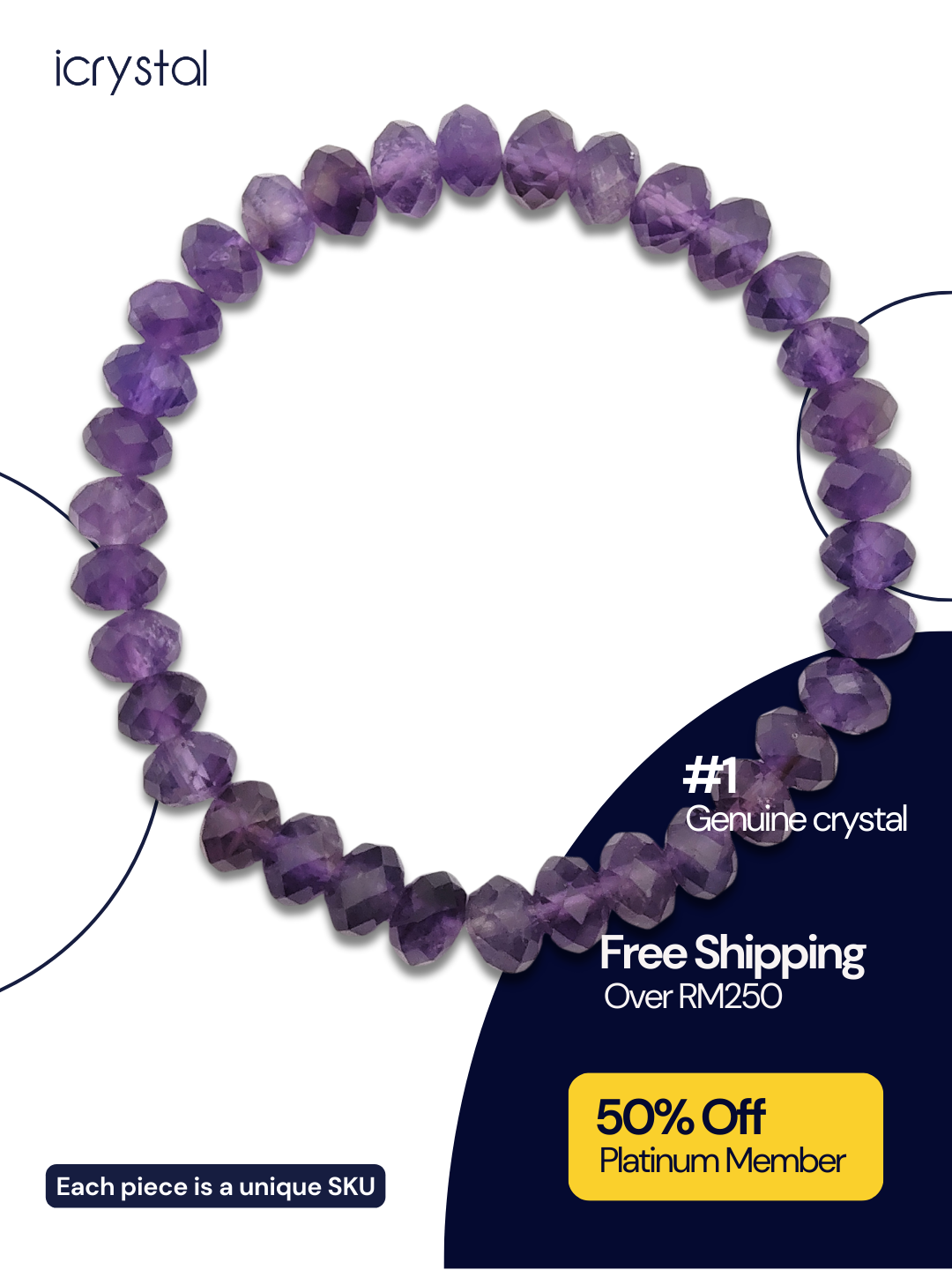Amethyst Stacked Cutting Bracelet
