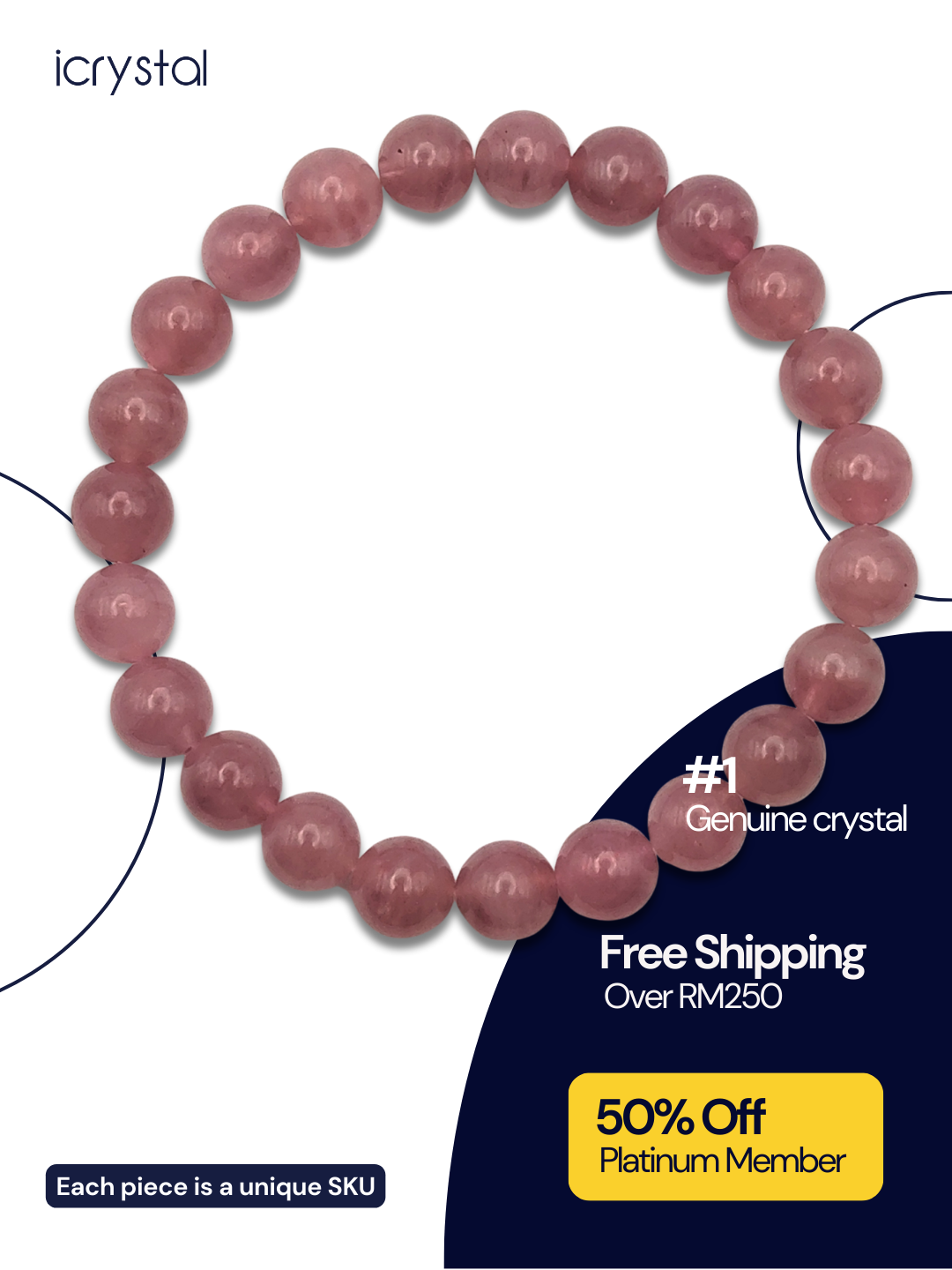 High Grade Madagascar Rose Quartz Bracelet