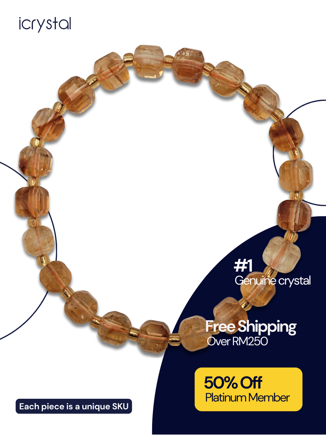 Citrine Cube Bracelet