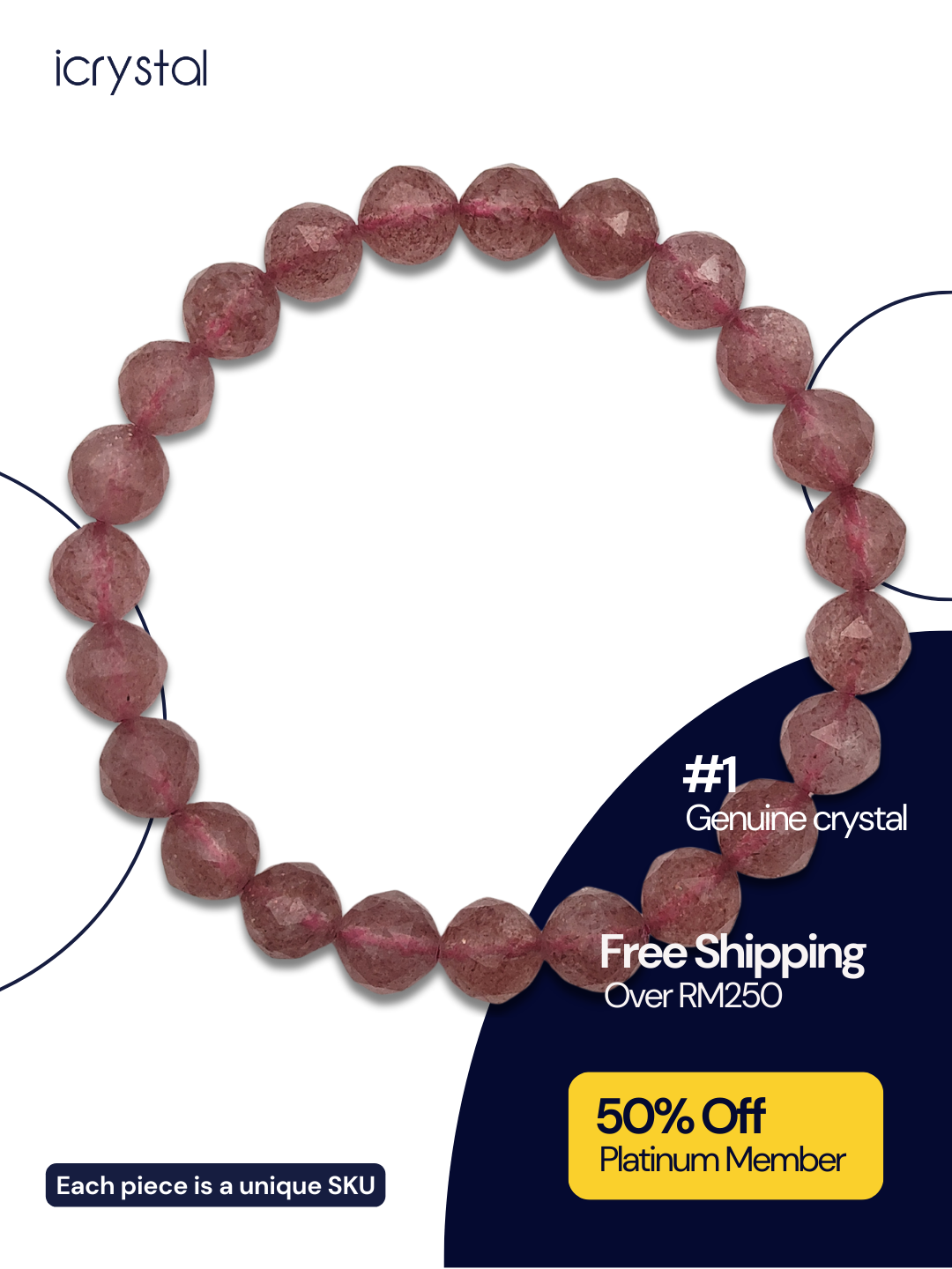 Strawberry Stone Cutting Bracelet