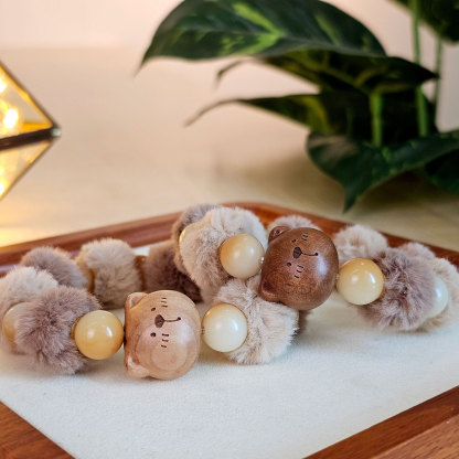 6 Mar - Bodhi Sandalwood Charcoal Bear Plush Design Bracelet