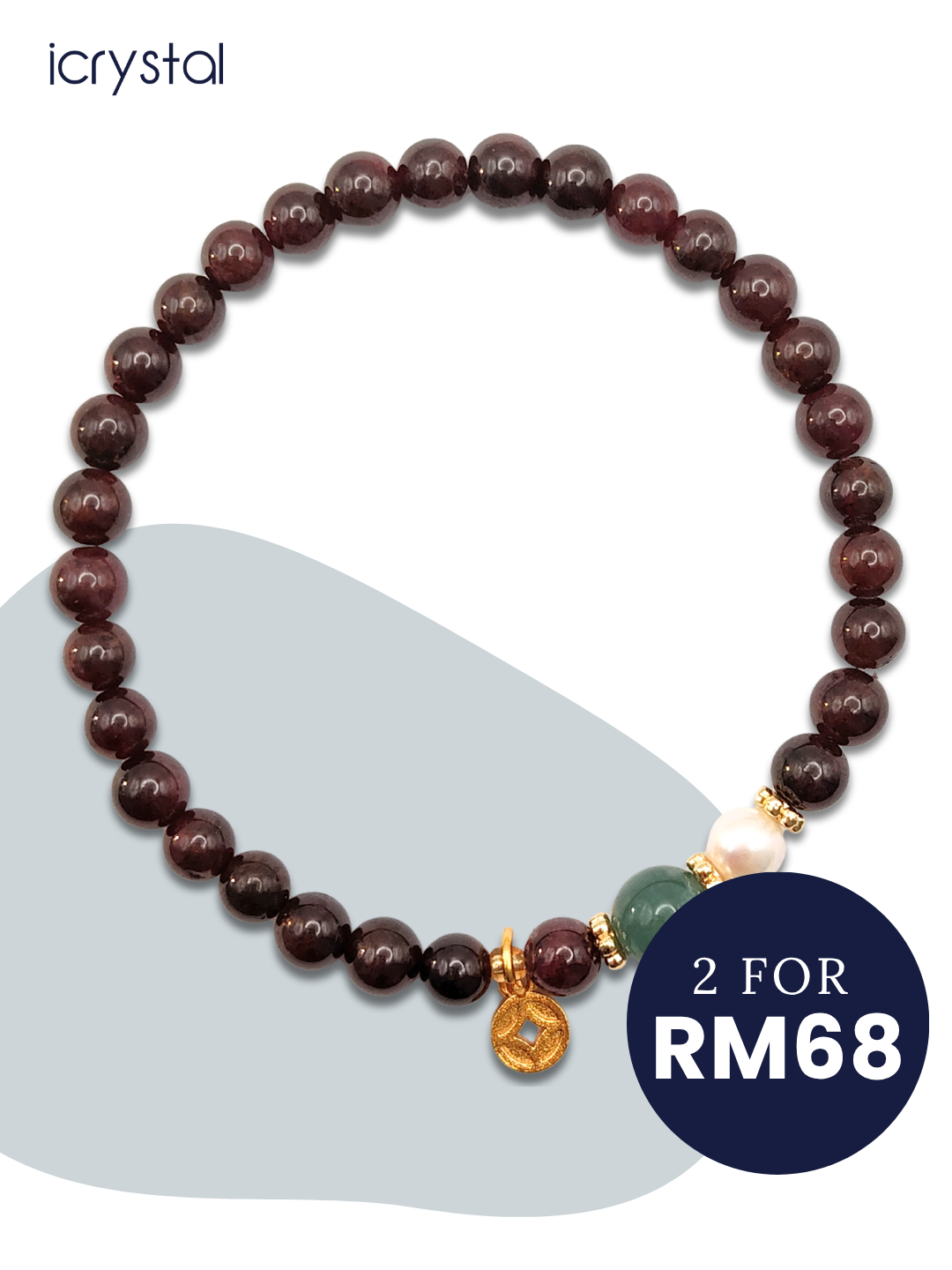 Red Garnet with Guatemalan Jade and Money Design Bracelet