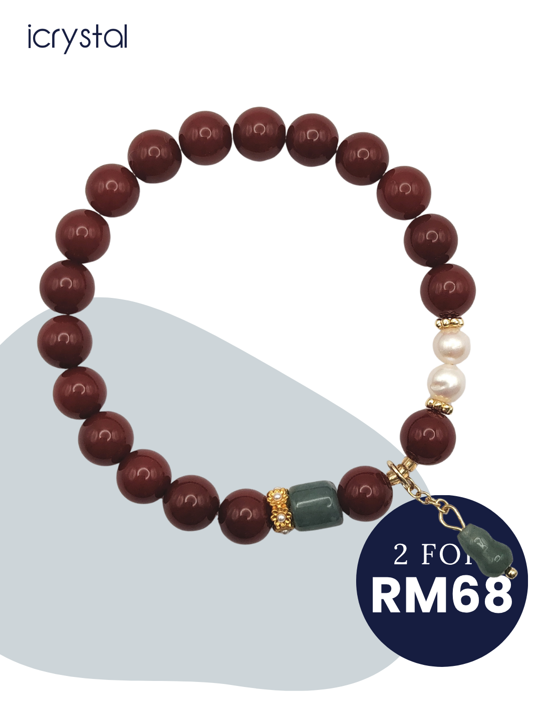 Nan Hong Agate with Guatemalan Jade Design Bracelet