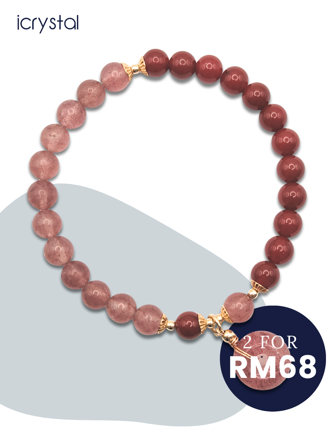 Nan Hong Agate and Strawberry Peace Buckle Design Bracelet