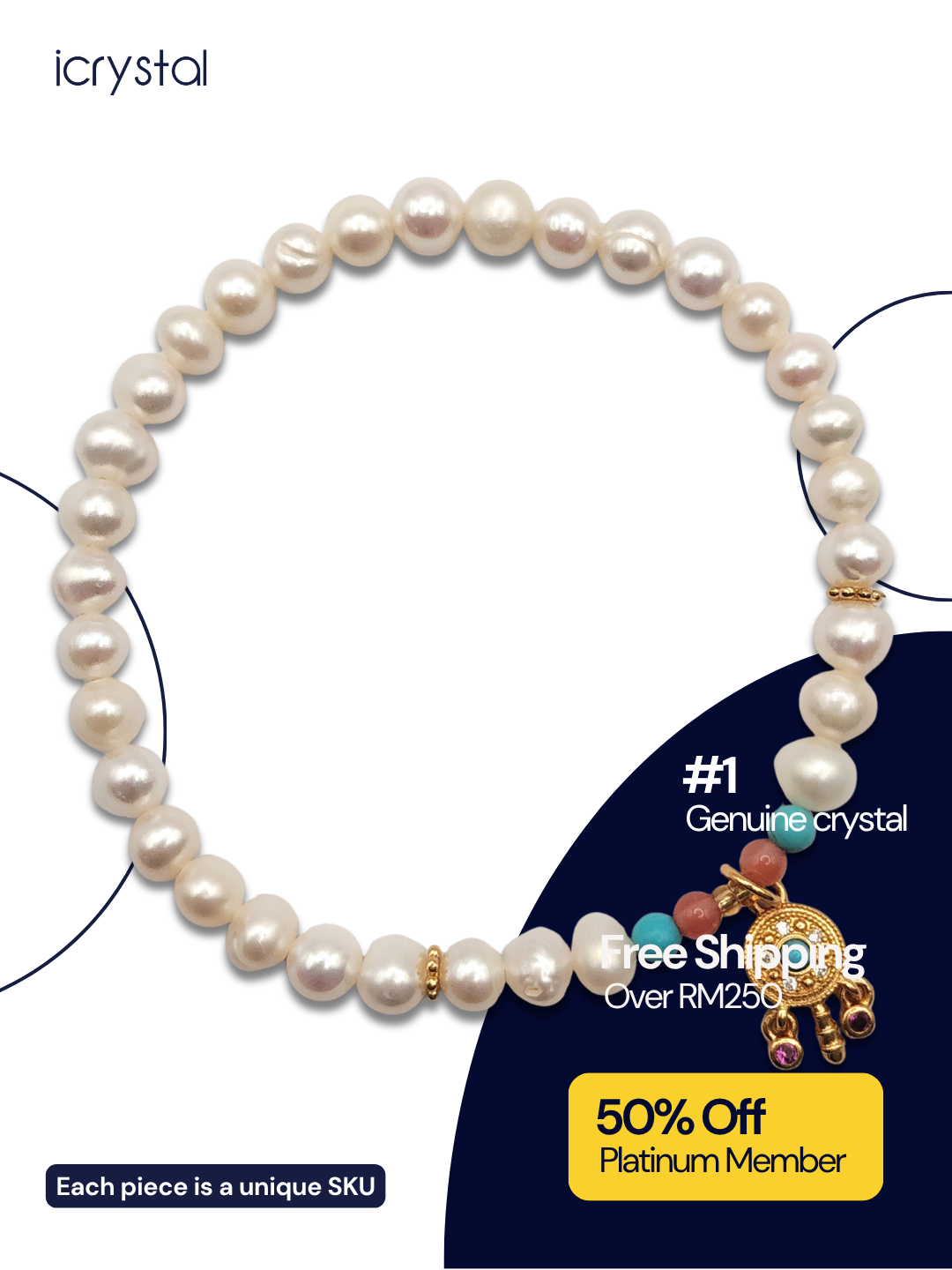 Fresh Water Cultured Pearl with Dream Cather Design Bracelet