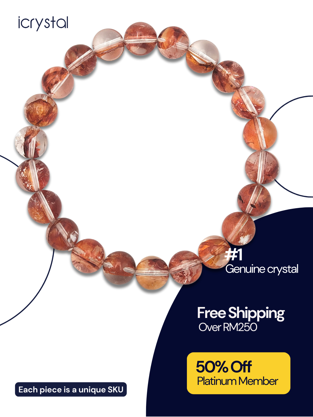High Grade Brazil Red Hematoid Bracelet 