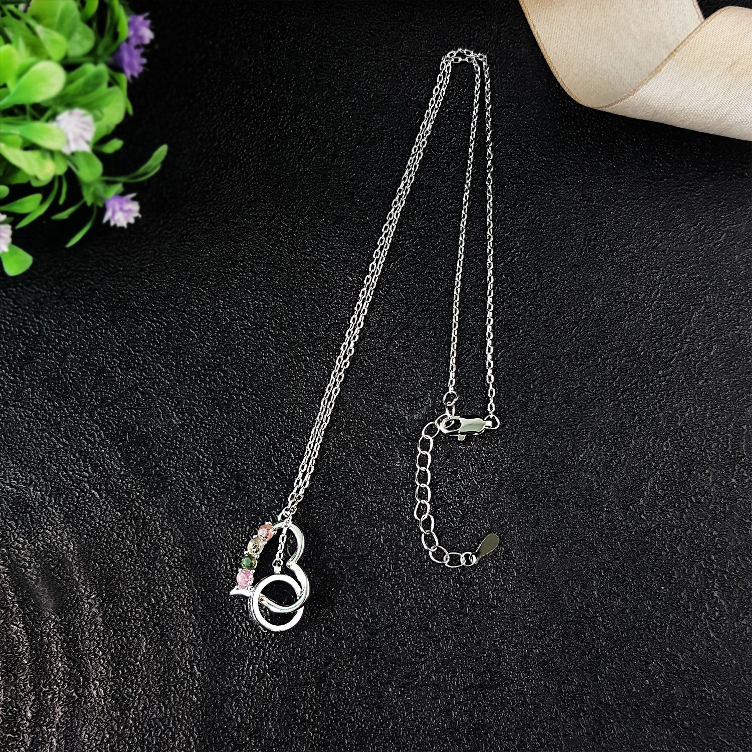 16 July - Colour Tourmaline Heart Shape Necklace