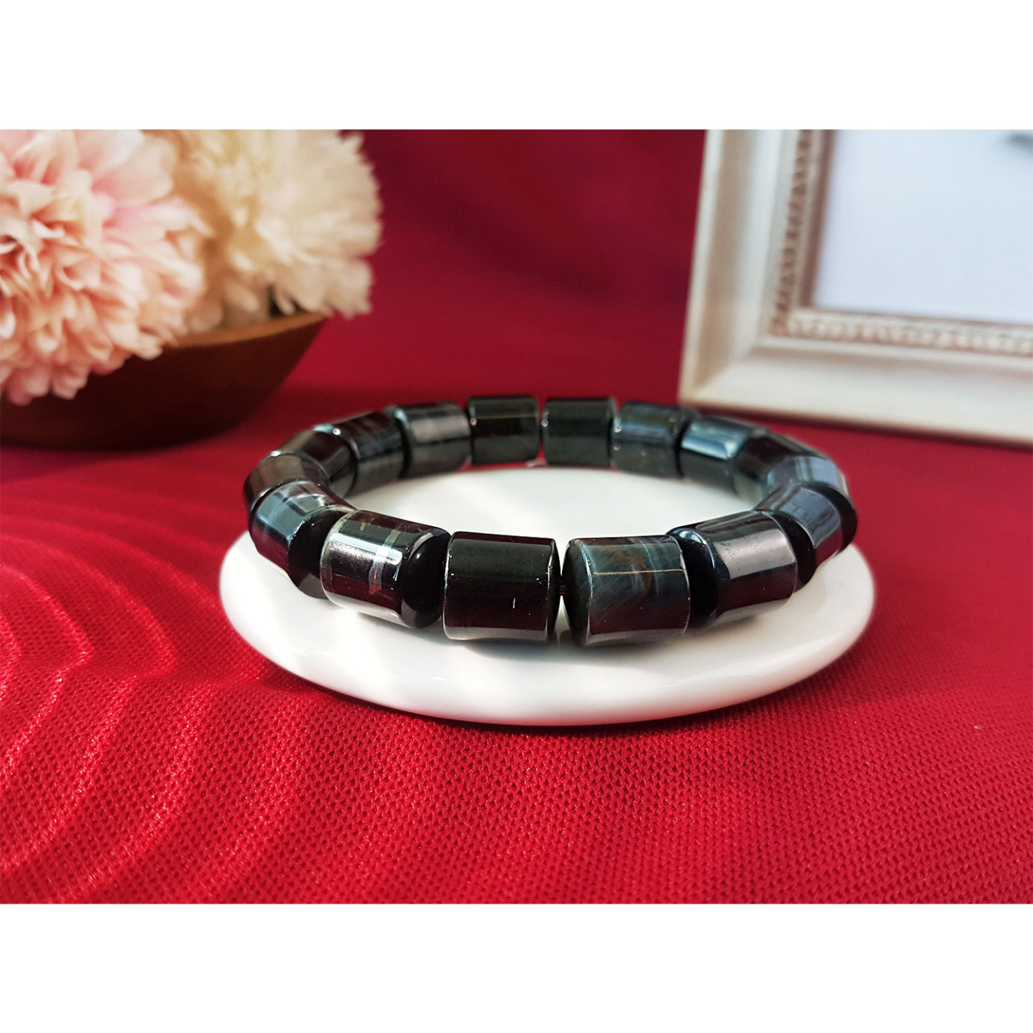 23 July - Blue Tiger Eye Cylinder Bracelet