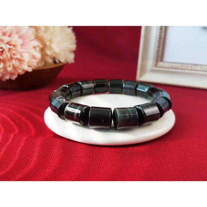 23 July - Blue Tiger Eye Cylinder Bracelet