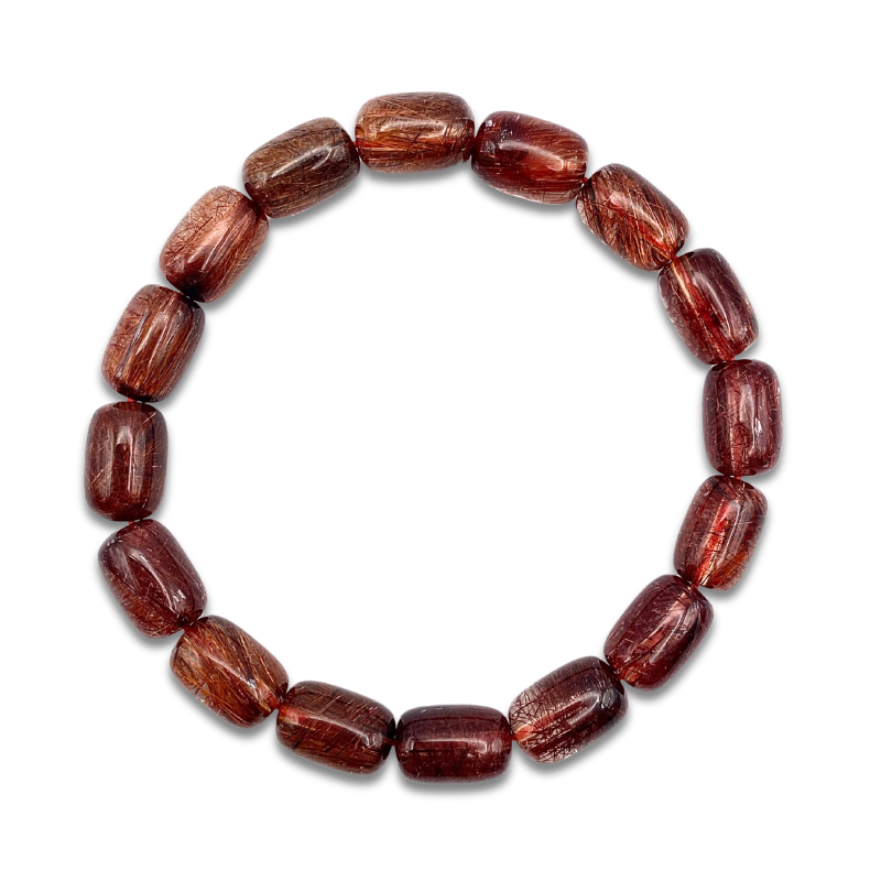 Superior Red Copper Rutilated Barrel Bracelet