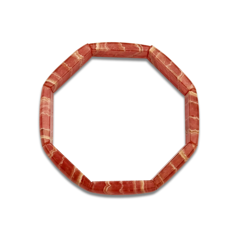 Rhodochrosite Carved Flat Bracelet