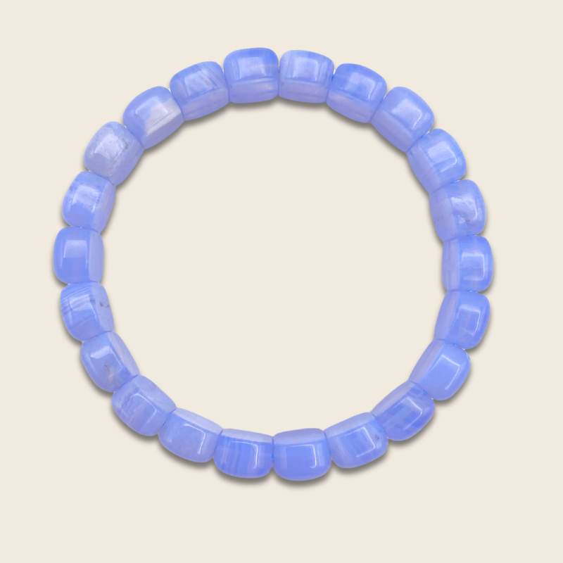 Blue Lace Agate Oval Flat Bracelet