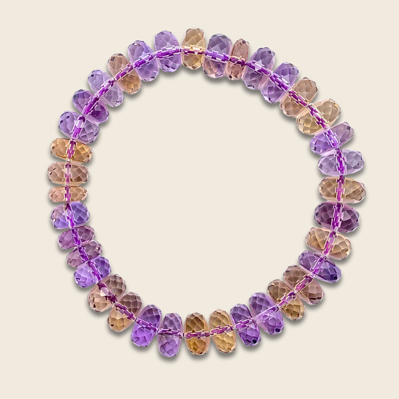 Superior Ametrine Stacked Bead Cutting Bracelet
