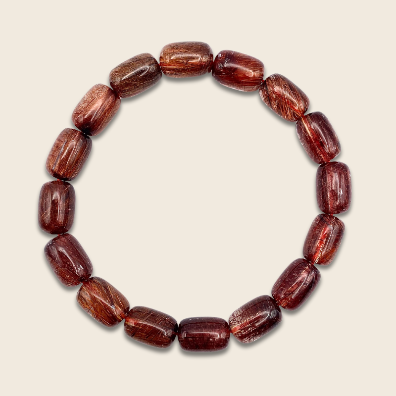 Superior Red Copper Rutilated Barrel Bracelet