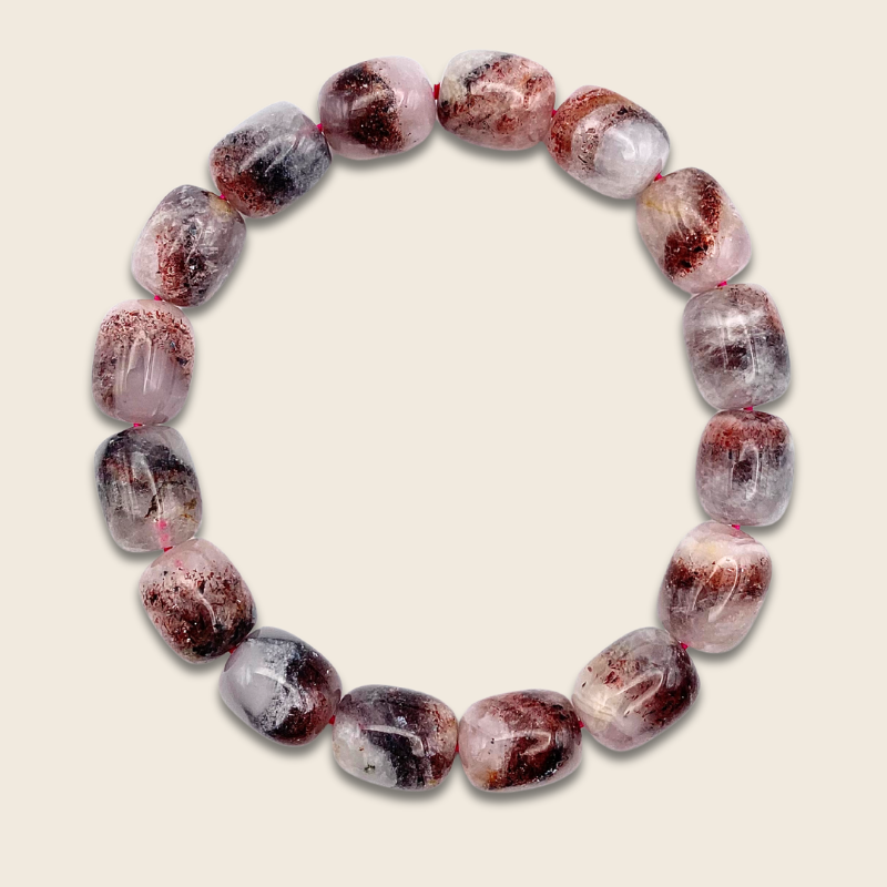 Super Seven Golden Strawberry Barrel Bracelet