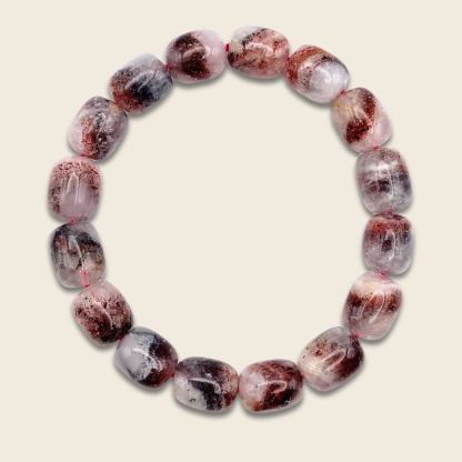 Super Seven Golden Strawberry Barrel Bracelet