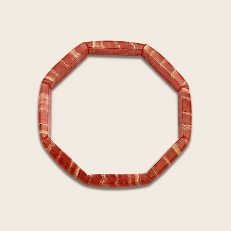 Rhodochrosite Carved Flat Bracelet