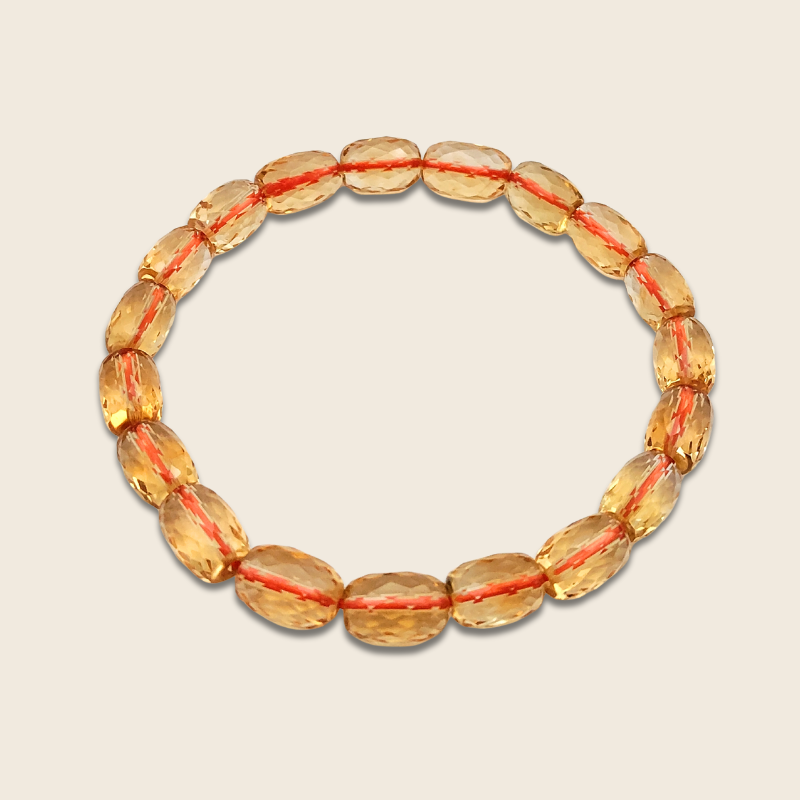 High Grade Citrine Barrel Bead Bracelet