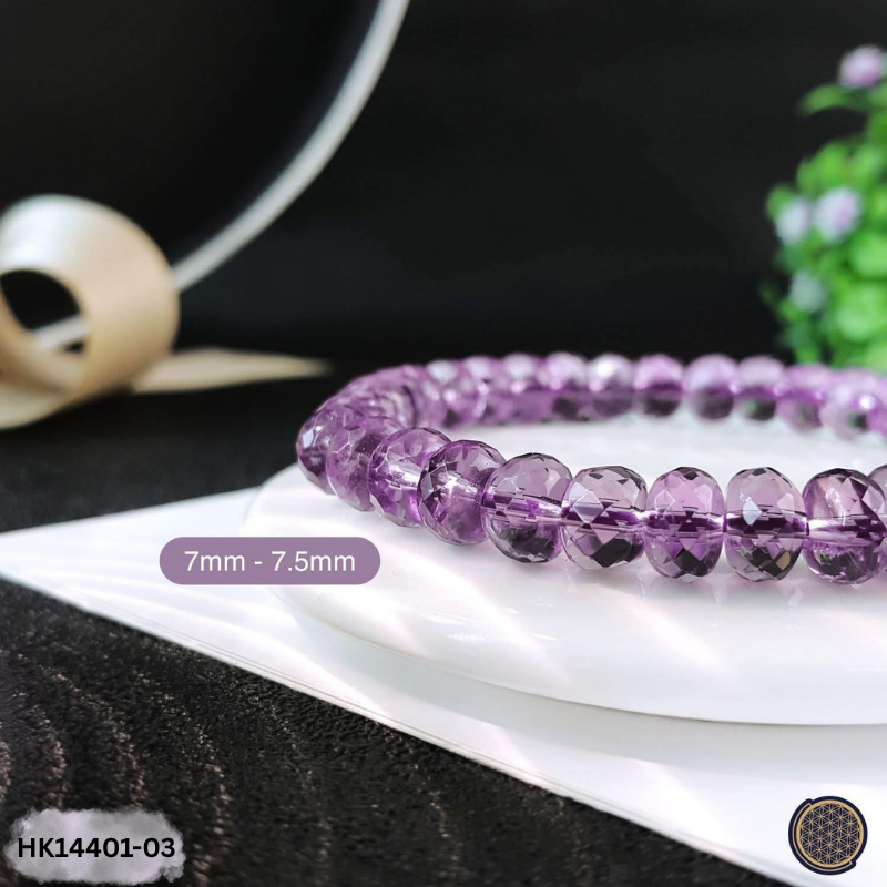 Amethyst Stacked Bead Cutting Bracelet