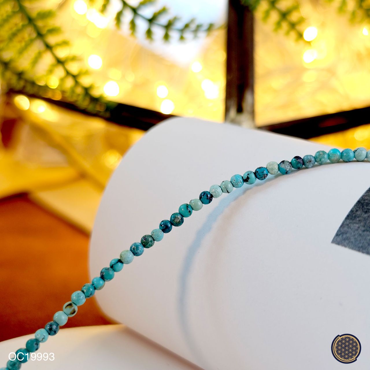 Turquoise with Beeswax Amber Design Necklace with Hook