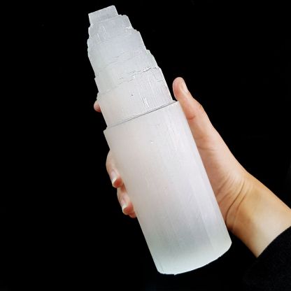 Morocco Selenite Bullet Lamp with Led Stand