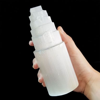 Morocco Selenite Bullet Lamp with Led Stand