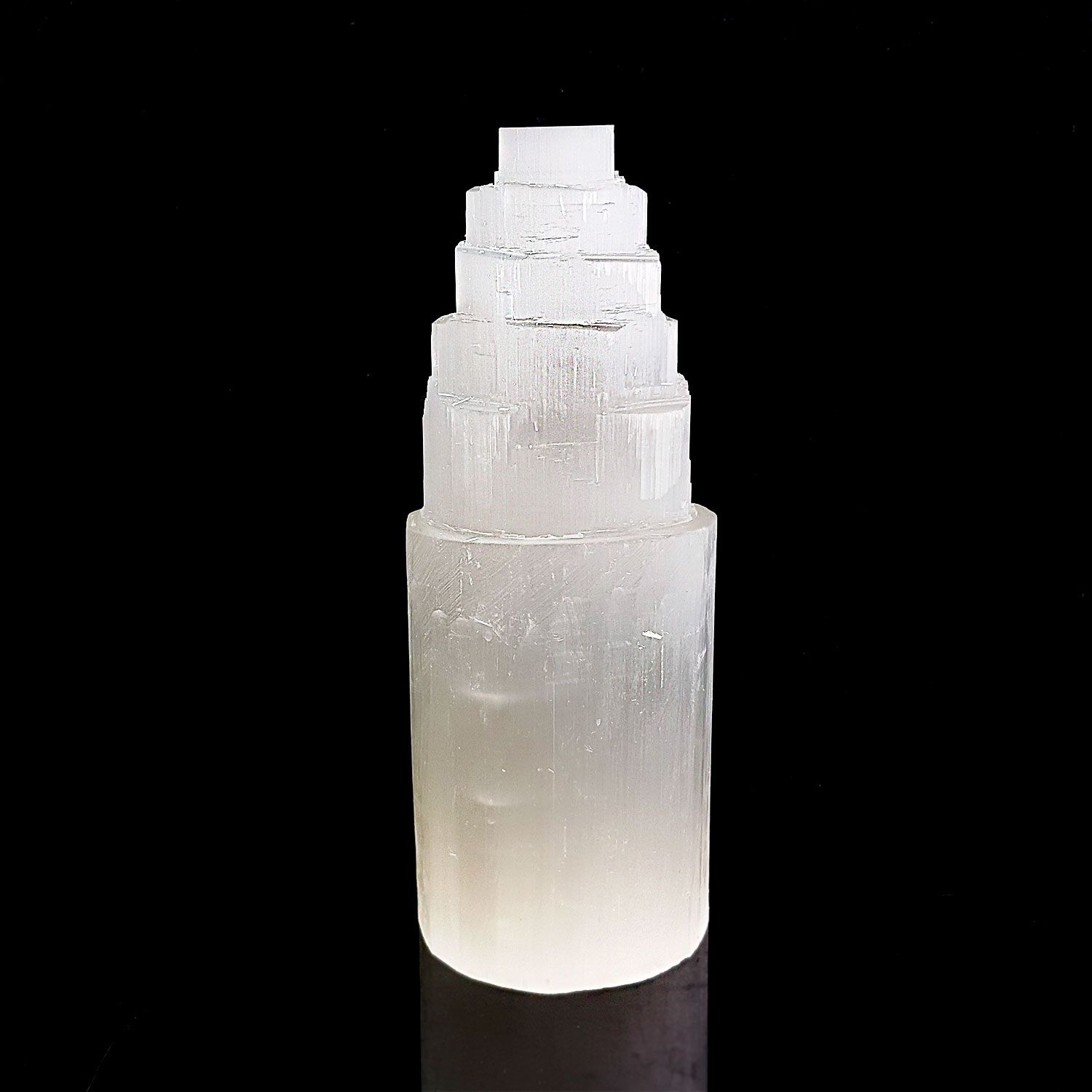 Morocco Selenite Bullet Lamp with Led Stand