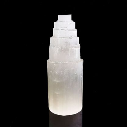 Morocco Selenite Bullet Lamp with Led Stand