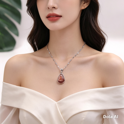Superior Golden Strawberry Super Seven Water Drop Pendant