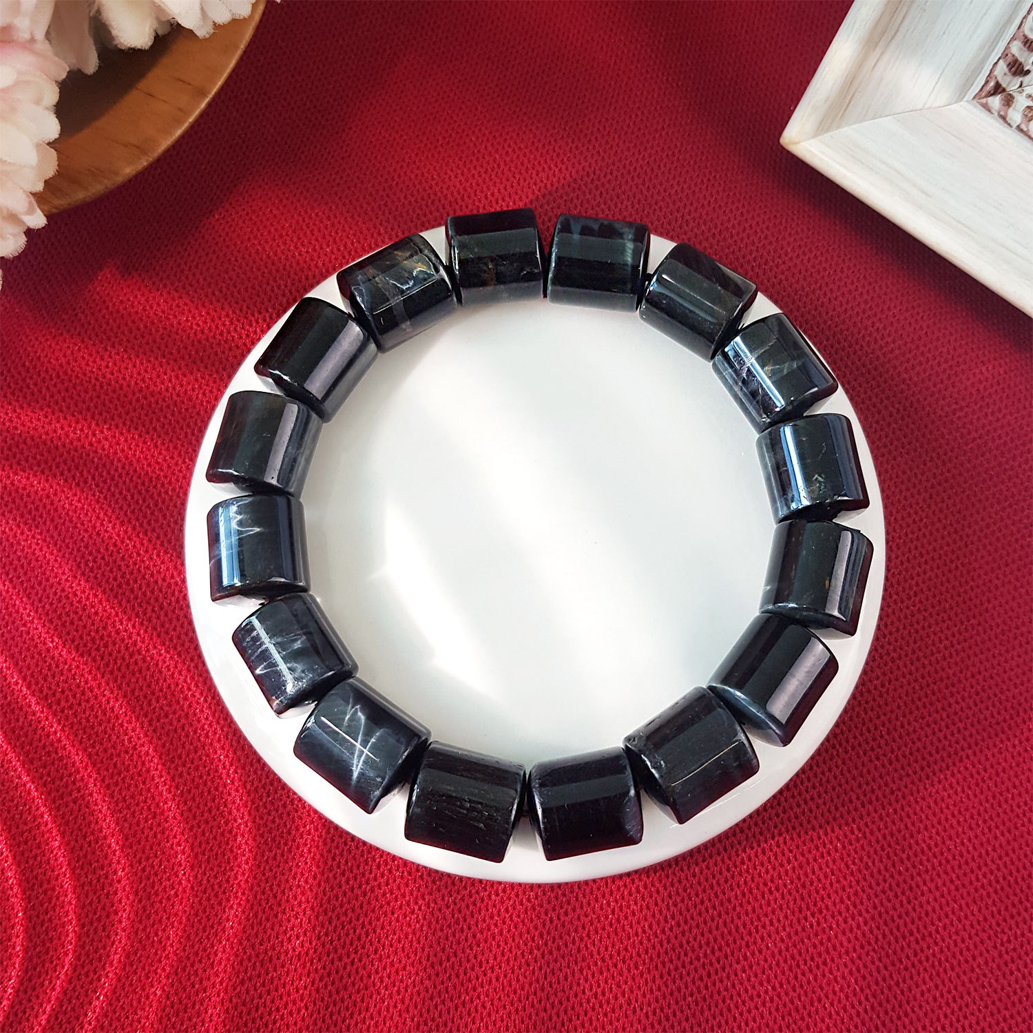 23 July - Blue Tiger Eye Cylinder Bracelet