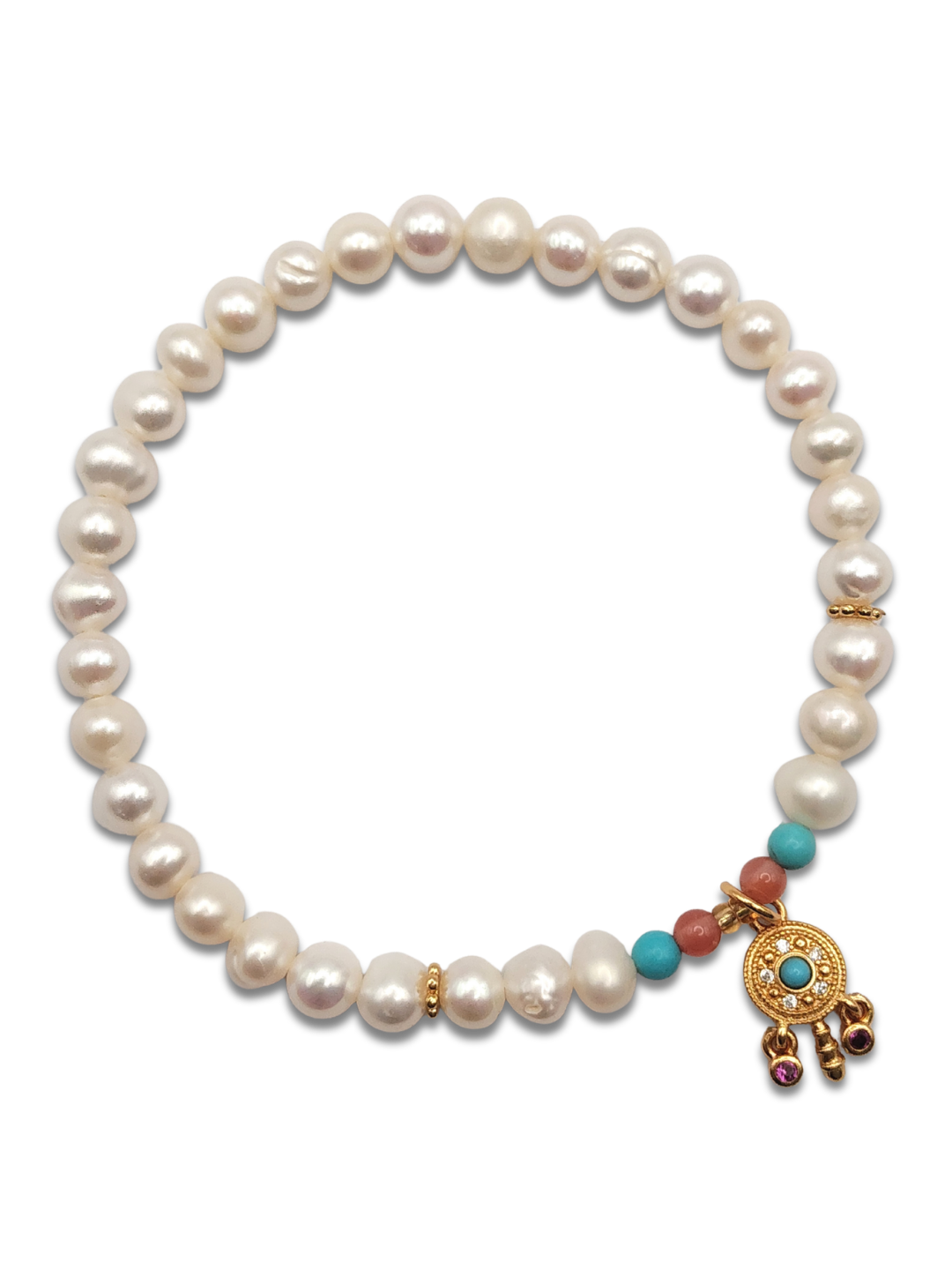 Fresh Water Cultured Pearl with Dream Cather Design Bracelet