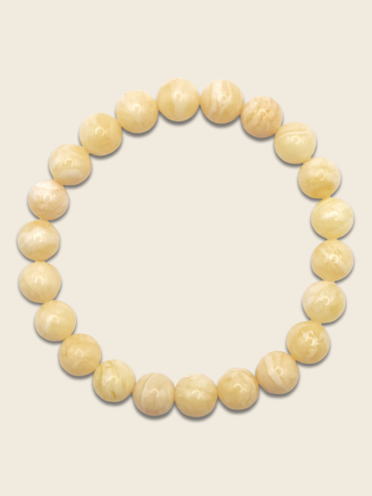 Rusia White Flower Beeswax Drum Bracelet