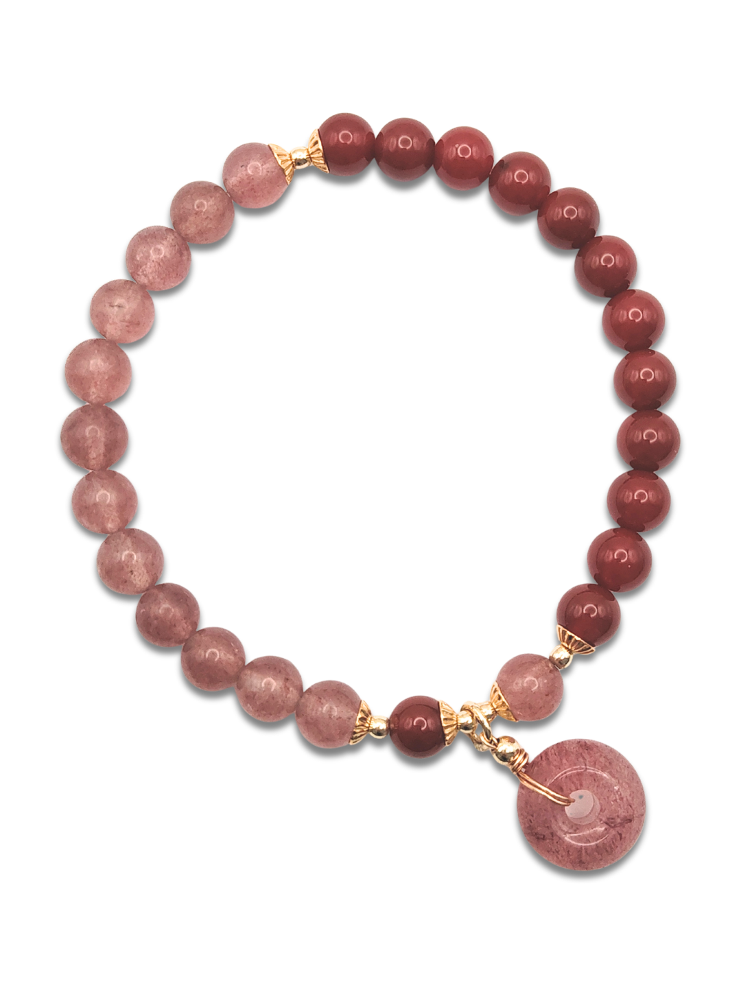 Nan Hong Agate and Strawberry Peace Buckle Design Bracelet