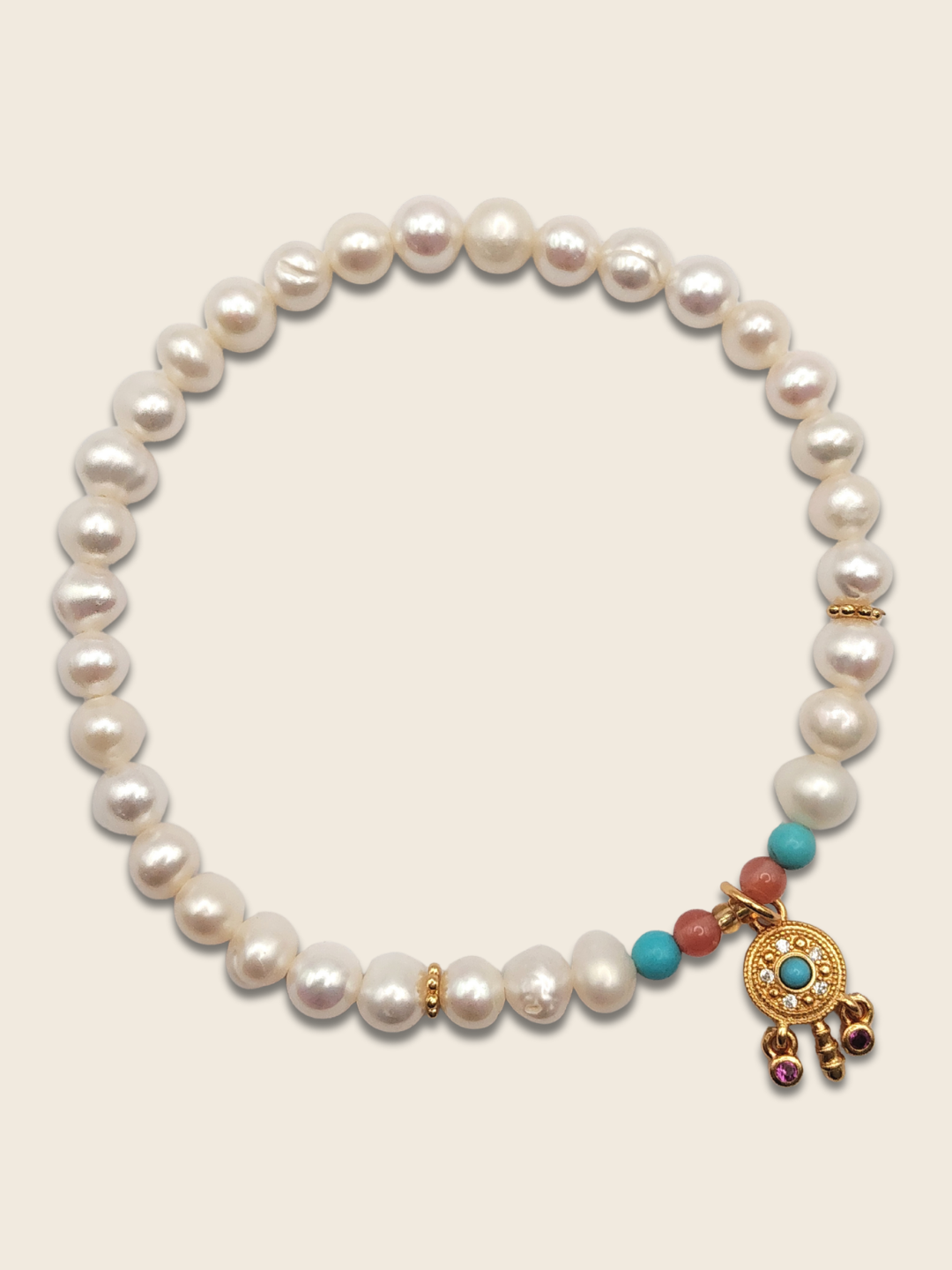 Fresh Water Cultured Pearl with Dream Cather Design Bracelet