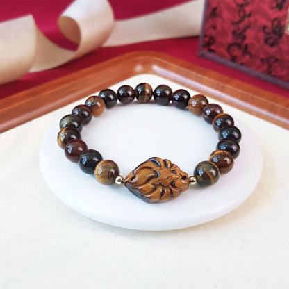 25 Jun - Mix Tiger Eye with Nine Tail Fox Design Bracelet