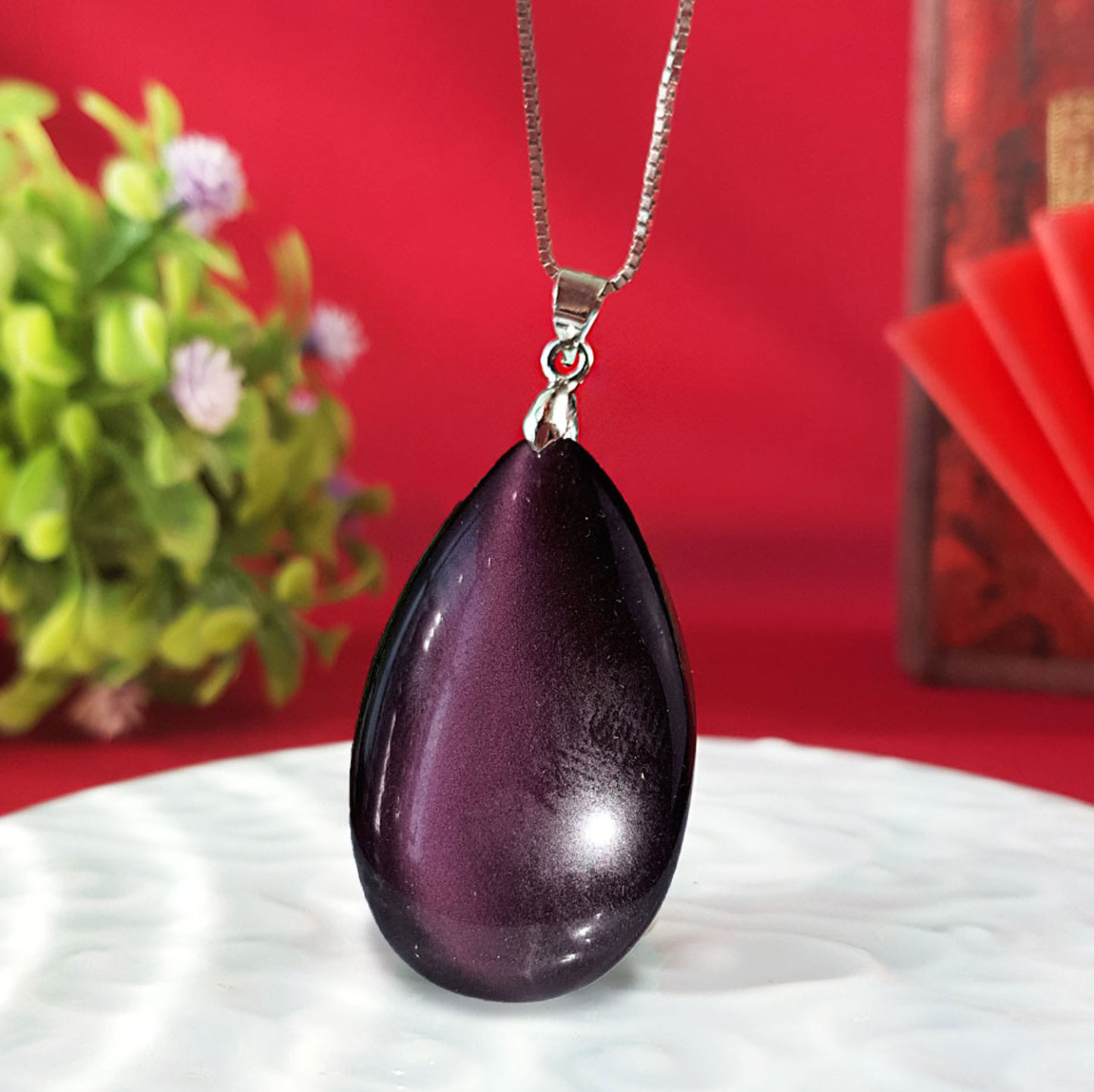 30 Jun - Rainbow Obsidian Water Drop Pendant