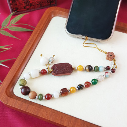 6 July Zitan Five God Of Wealth with Taisui Phone Hanger