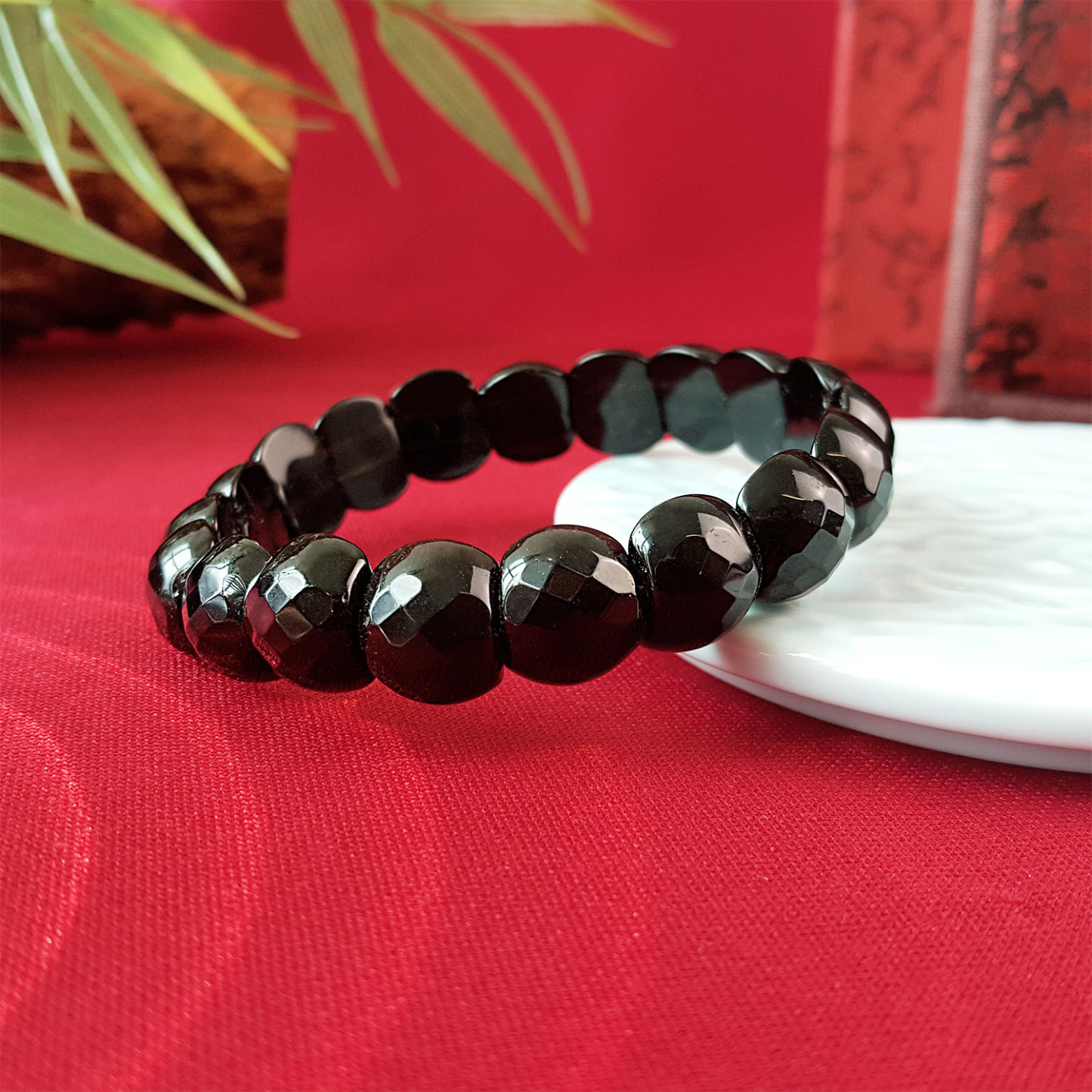 7 July - Black Obsidian Flat Bracelet