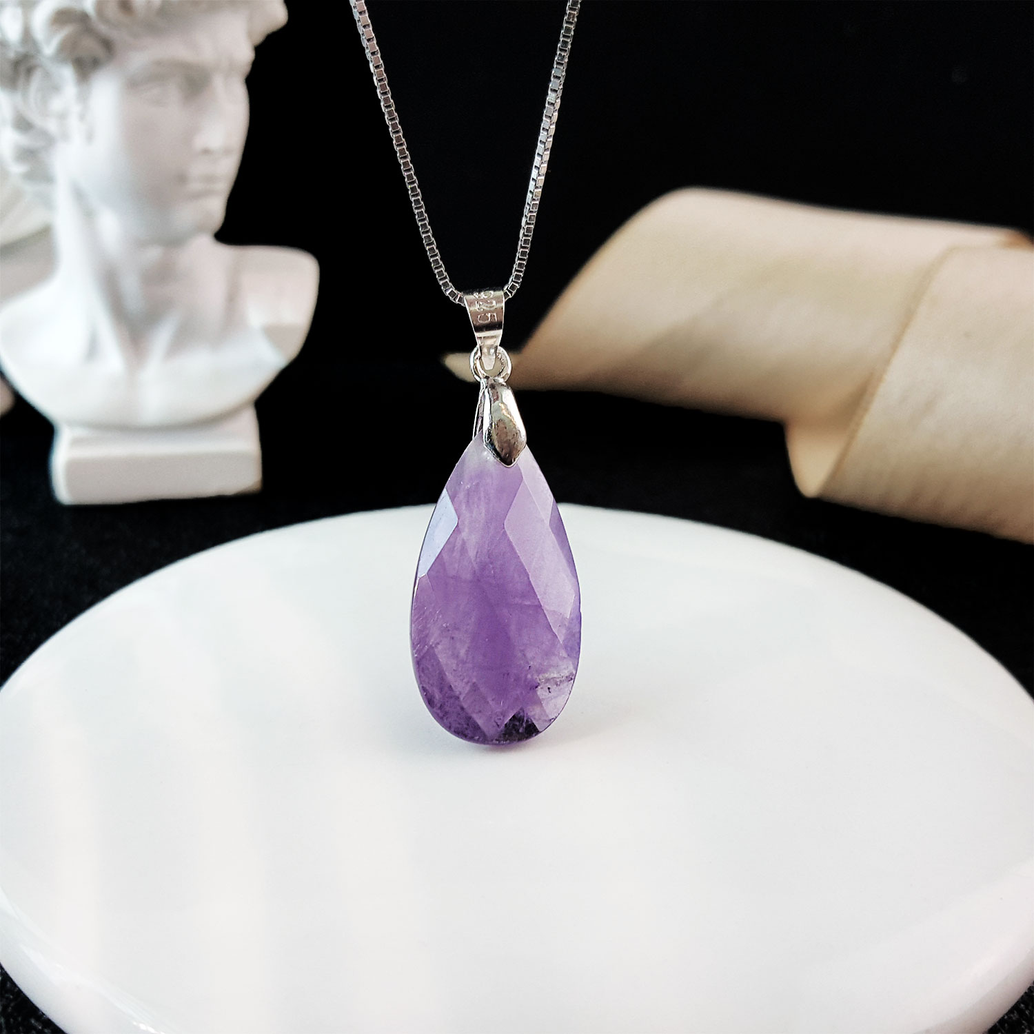 14 July - Amethyst Water Drop Cutting Pendant