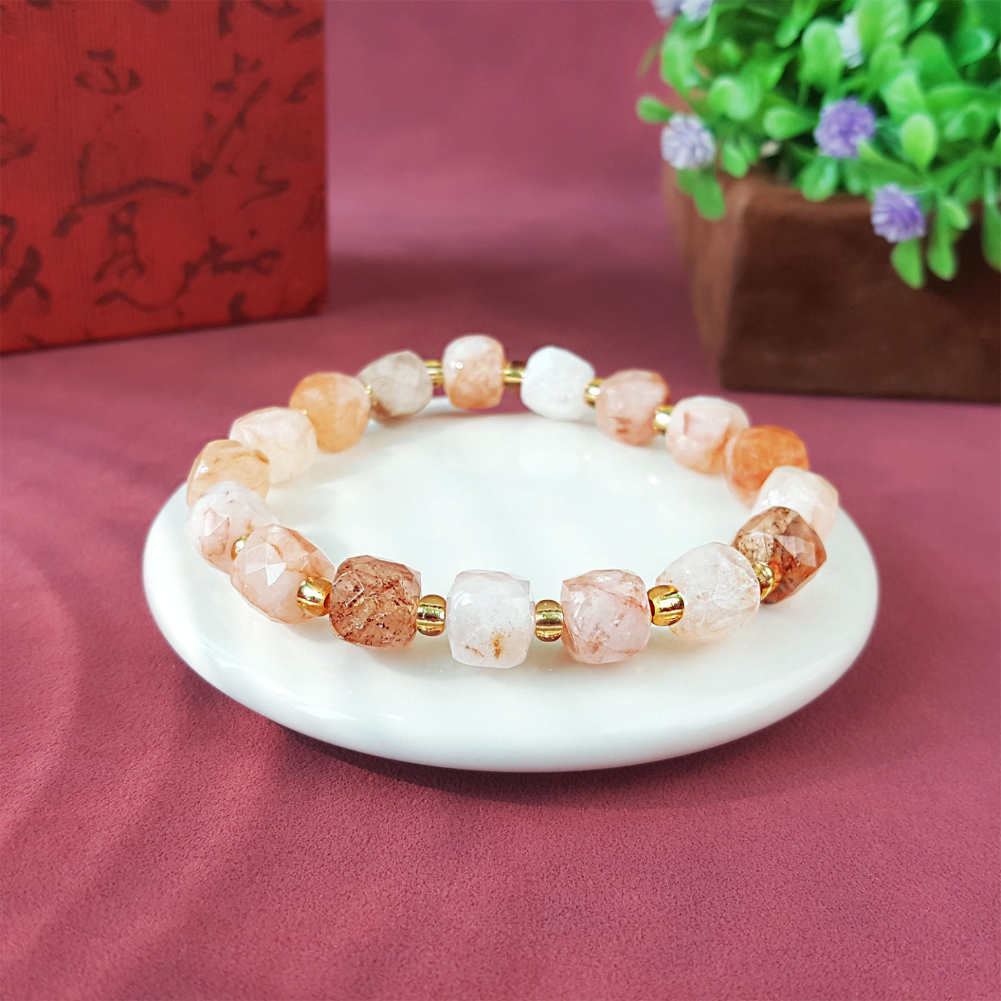 16 July - Hematoid Quartz Cube Bracelet
