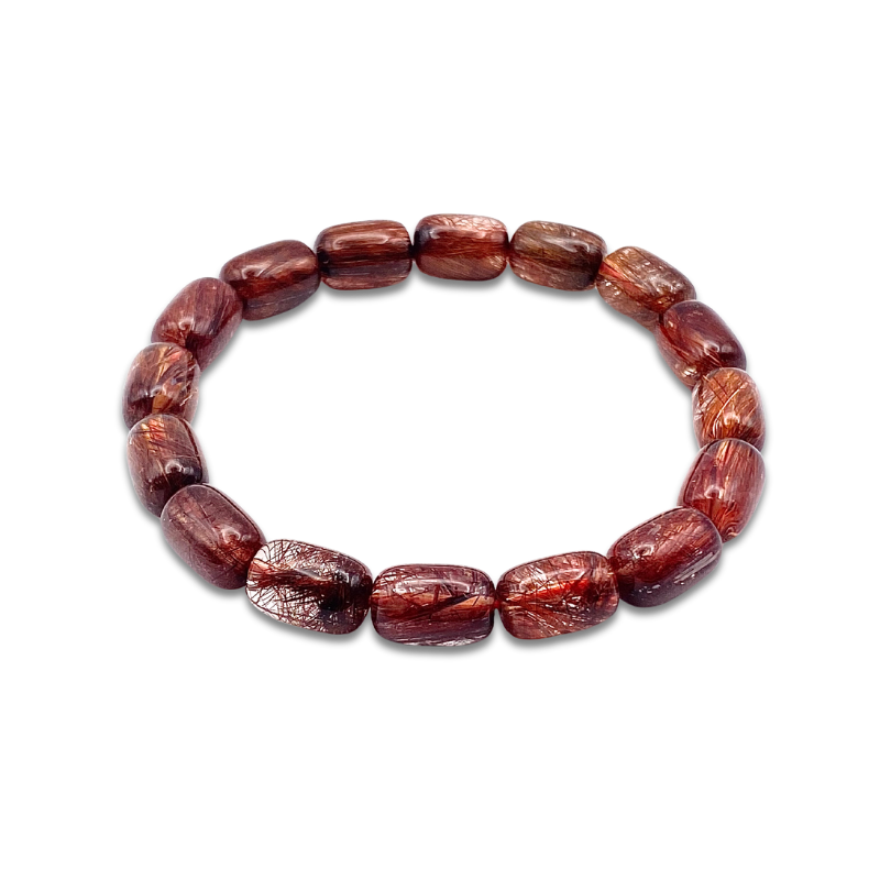 Superior Red Copper Rutilated Barrel Bracelet
