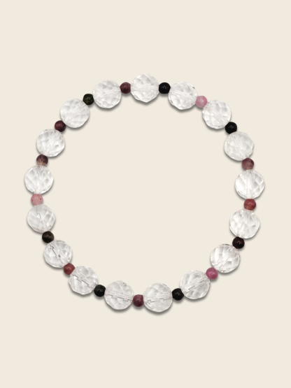 Clear Quartz With Colour Tourmaline Design Bracelet