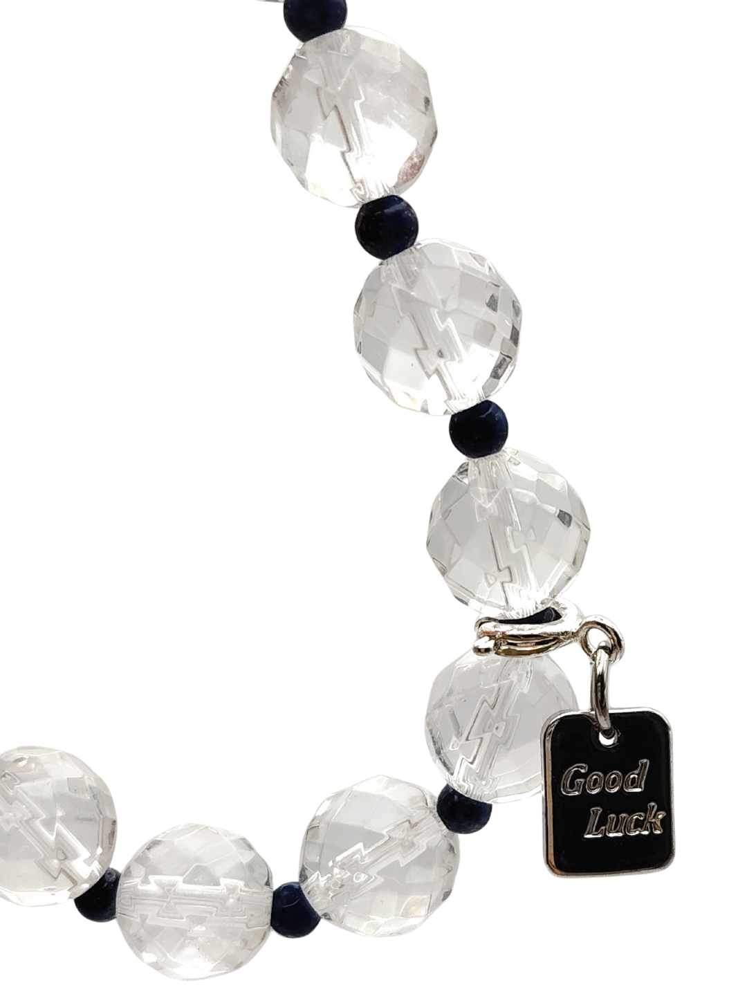 Clear Quartz With Lapis Lazuli Design Bracelet