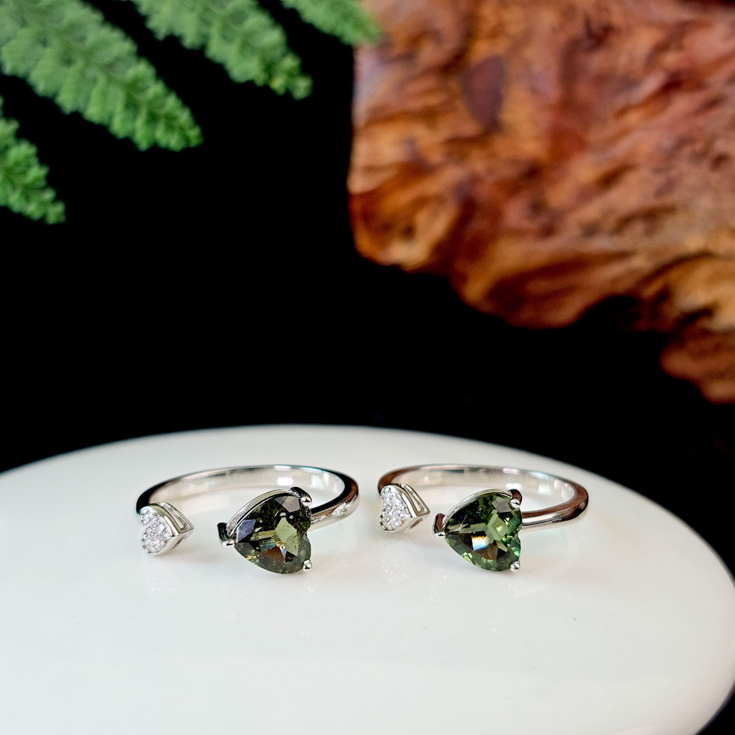 Moldavite Love Shape Ring